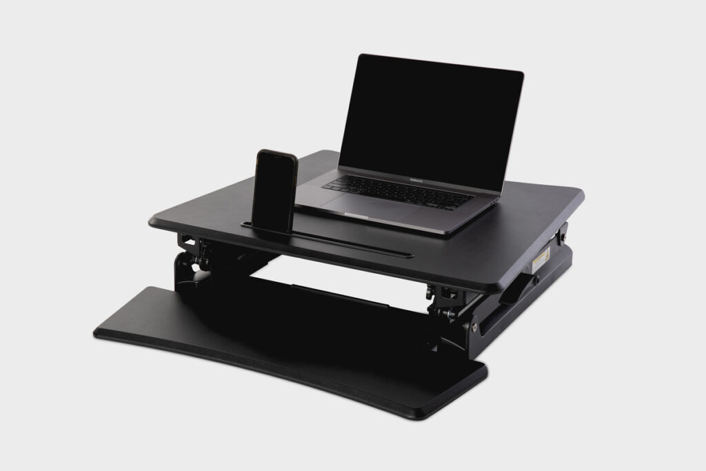 The-Hiitop+Desk-Converter-Black-mobile-holder