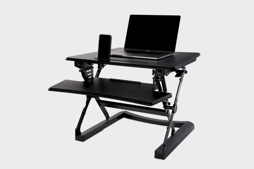 The-Hiitop+Desk-Converter-Black-mobile-and-laptop